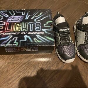 Skechers Kids' Black and Silver Light-Up Sneakers